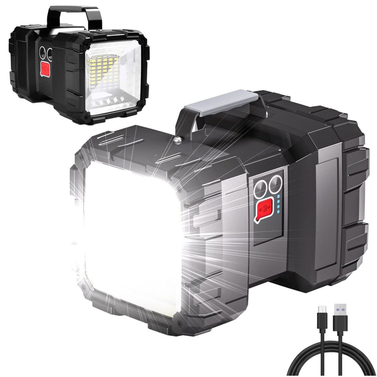 KUANGYE - Linternas 7 Modos LED Recargable Alta Potencia,10000 mAh,Impermeable,Para Camping y Emergencia