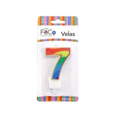 GENERICO - VELA ARCOIRIS NUMERAL 7 X1 UNI