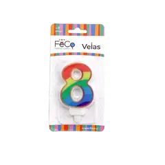GENERICO - VELA ARCOIRIS NUMERAL 8 X1 UNI