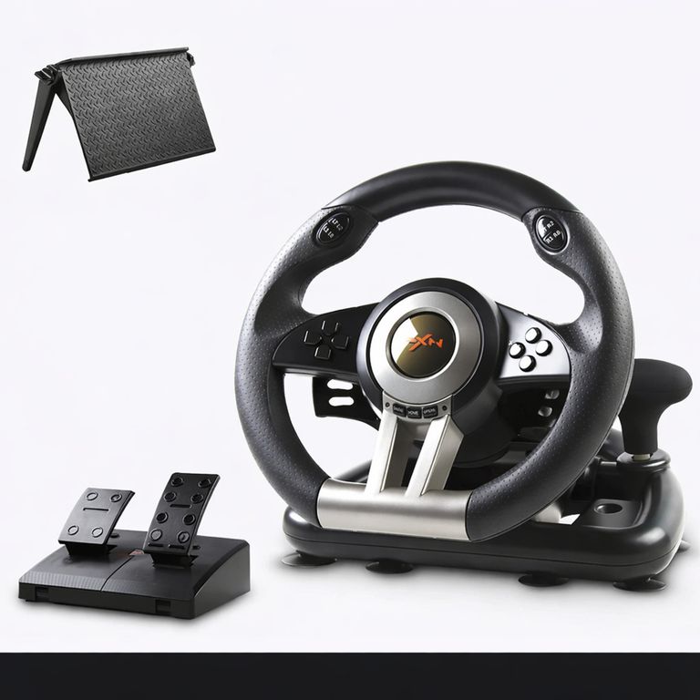 MOVI Volante Gamer para PC, PS4, Xbox, Switch y Android con Pedales y Vibración Simulador Universal