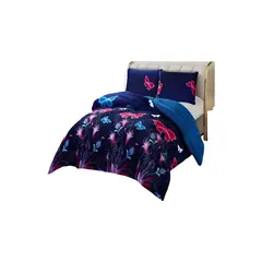 GENERICO - Cubrecama Plush Con Chiporro De Invierno 2 Plazas Diseño floral y de Mariposas