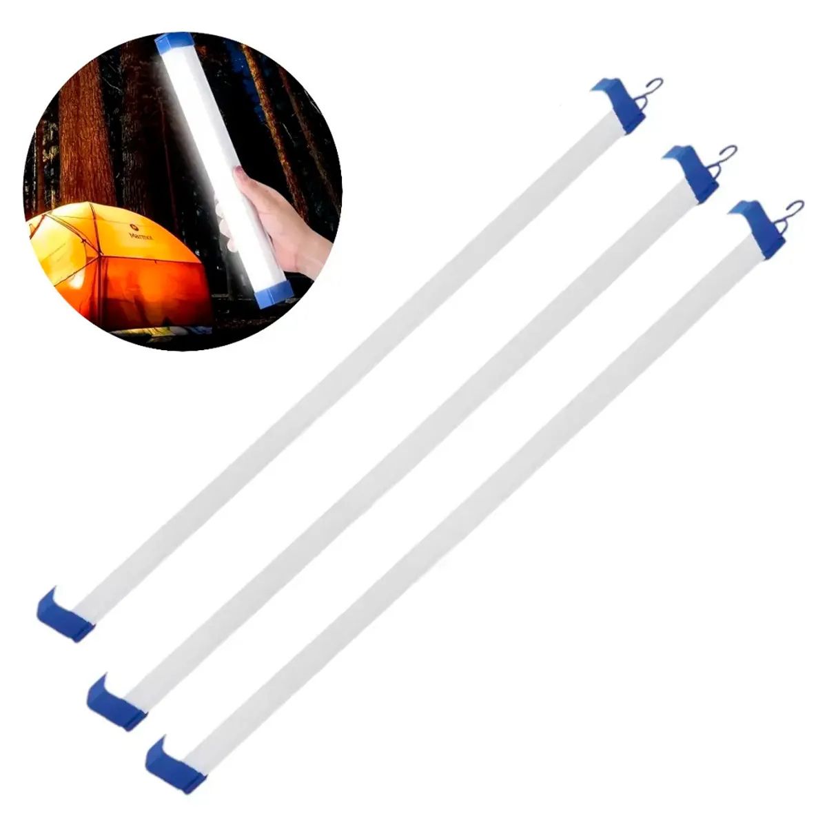 IRM - Pack 3 Lamparas De Emergencia Recargable USB Barra Luz Tubo Led 60w 52cm