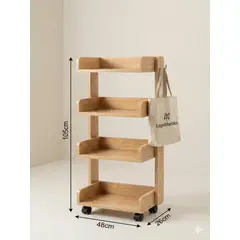 GENERICO - Estantería Móvil Nórdica 4 Niveles Con ruedas 48x26x105cm Mdf