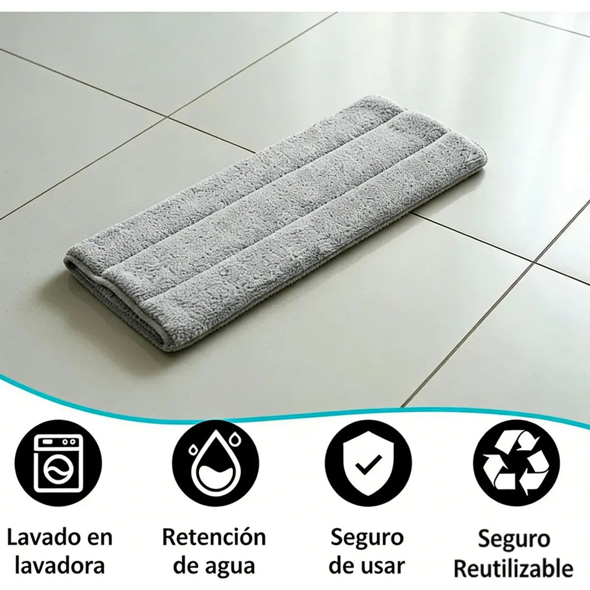 GENERICO - 5 Unidades Repuestos Para Trapeador Mopa Plano 32x12cm