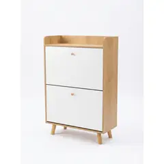 GENERICO - Zapatera Abatible Organizador Nórdico 2 Puertas Blanco 12 Pares 60x24x98cm