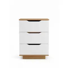 GENERICO - Velador Moderno Mesita De Noche Minimalista Organizar Estilo Escandinavo 3 Cajones Lago40x34x60cm