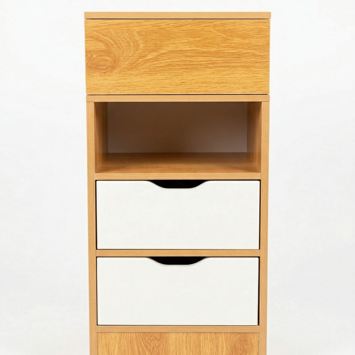 GENERICO - Velador Alto  Angosto 2 Cajones Ocultos Con Nichos 30×30×66 Cm Mdf