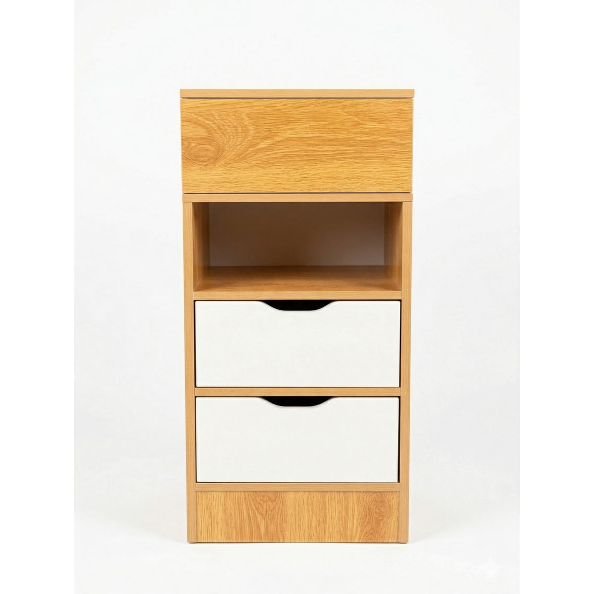 GENERICO - Velador Alto  Angosto 2 Cajones Ocultos Con Nichos 30×30×66 Cm Mdf