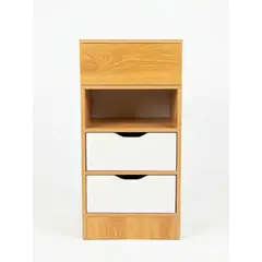 GENERICO - Velador Alto Angosto 2 Cajones Ocultos Con Nichos 30×30×66 Cm Mdf