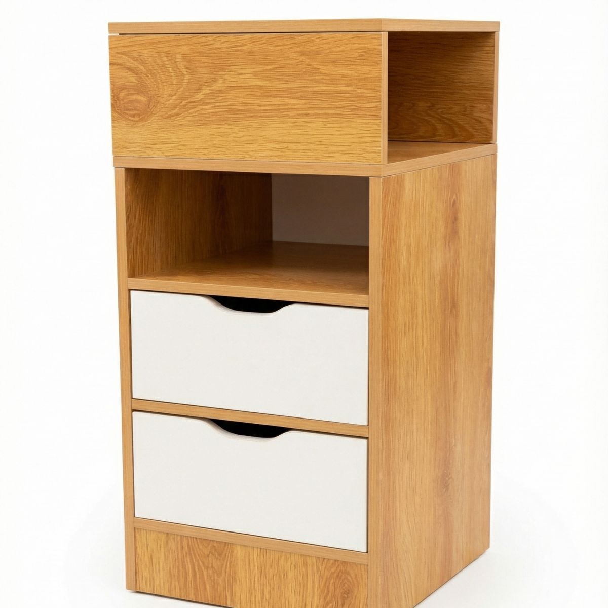 GENERICO - Velador Alto  Angosto 2 Cajones Ocultos Con Nichos 30×30×66 Cm Mdf