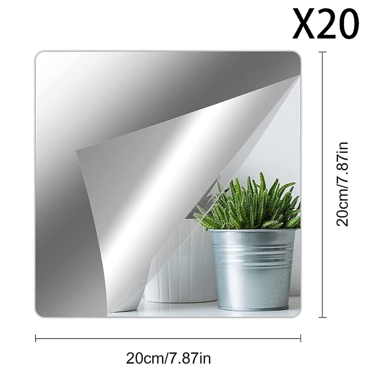 KINDA NICE - Pack 20 Espejos Adhesivos Decorativos Cuadrados 20x20cm