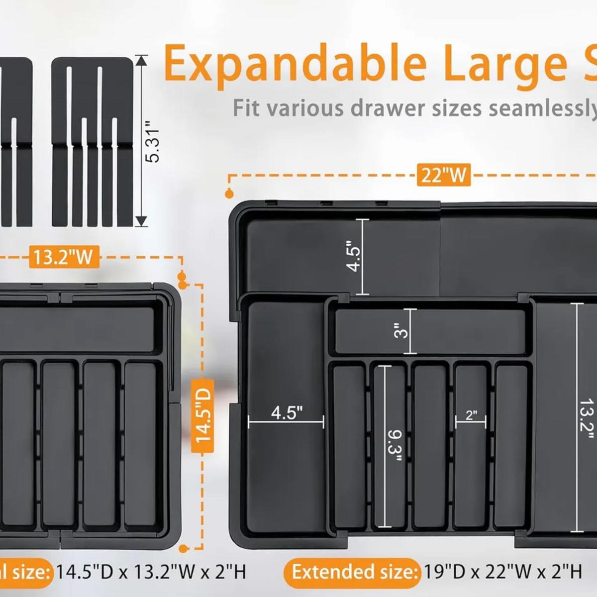 KINDA NICE - Organizadores De Cubiertos Utensilios Cajon 10 Compartimento