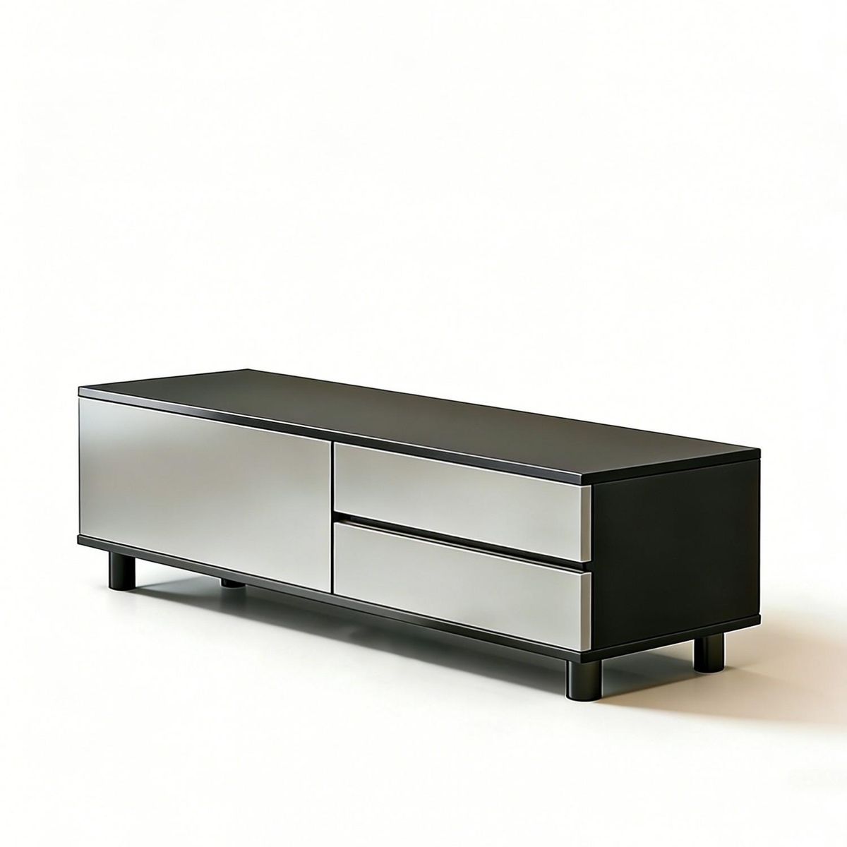 GENERICO - Rack De TV Moderno Minimalista Elegante Negro Gris 2 Cajones 1 Puerta 100x34x38cm mdf