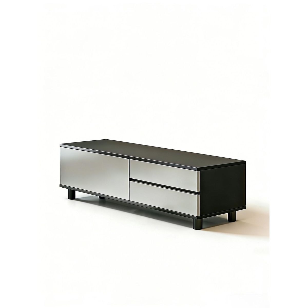 GENERICO - Rack De TV Moderno Minimalista Elegante Negro Gris 2 Cajones 1 Puerta 100x34x38cm mdf