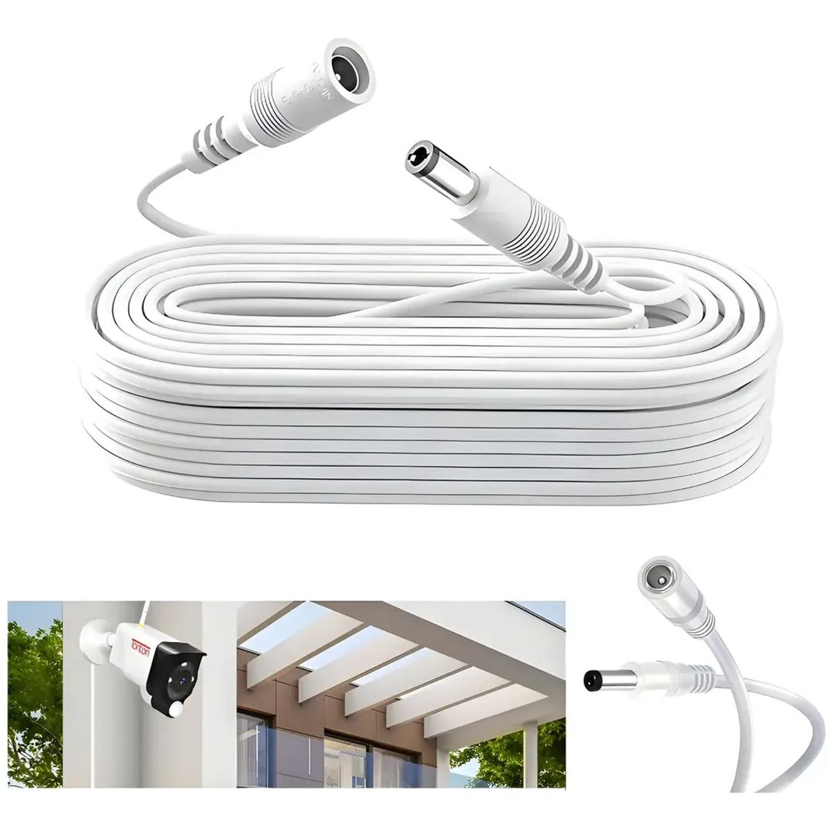 GENERICO - 20 Metros Cable Cámara Seguridad Extensor Universal 12v