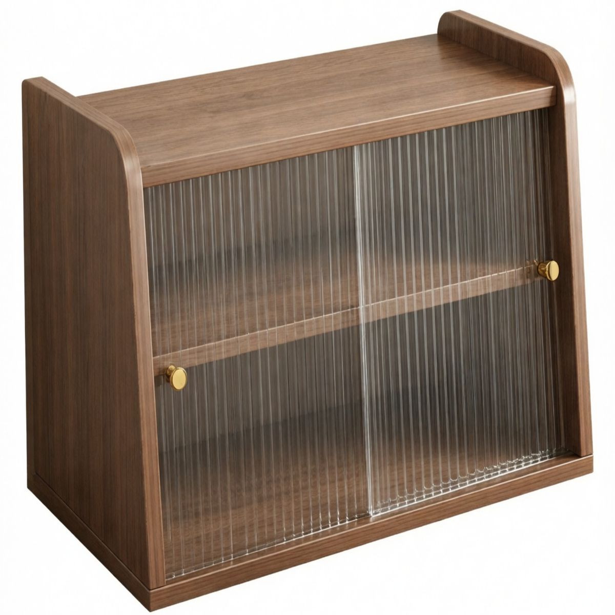 GENERICO - Organizador Escritorio Mini Mueble De Escritorio Multiuso Vitrina 2 Niveles Puertas Correderas 60x30x40cm