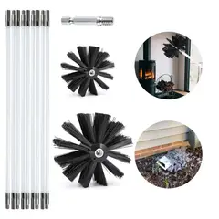 KUANGYE - Kit Limpieza Estufa Leña Cañon Con 9 Varillas de 41 cm,Cepillo De 4 + 6 Pulgadas