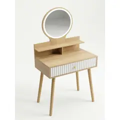 GENERICO - Tocador Con Espejo Circular Led Y Cajón Maquillaje 60x40x127cm