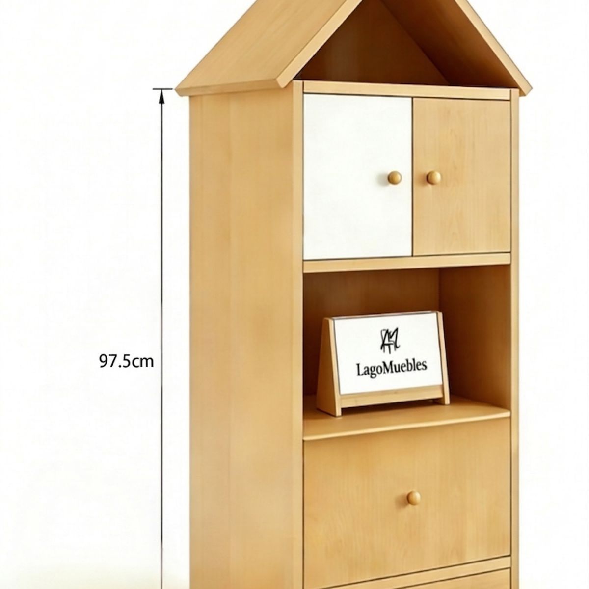 GENERICO - Librero Infantil Forma Casita Estilo Forma De Casita Madera 40x30x97 Cm