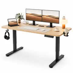 GENERICO - Escritorio Eléctrico Altura Ajustable 68 – 113cm Elevable Standing Desk Madera 100x60cm
