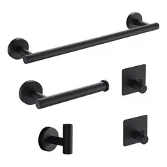 GENERICO - Juego De Accesorios De Baño Completo 304 Inoxidable 5pzs Neg