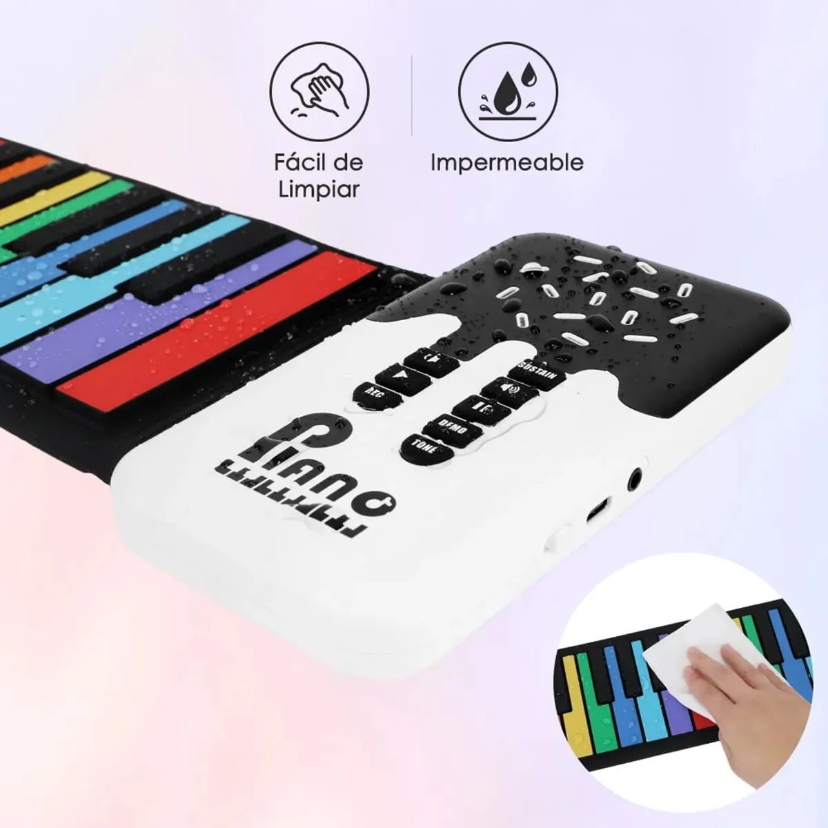 GENERICO - Piano Portátil Teclado Musical Flexible Arcoíris 49 Teclas