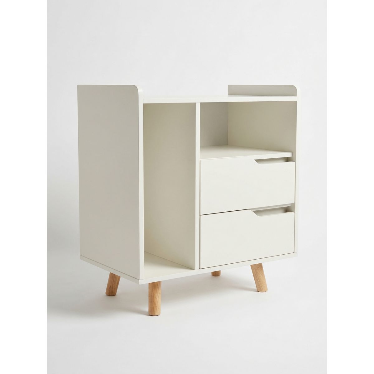 GENERICO - Velador Estilo Crema Nórdico 2 Cajones Con espacio y Porta Revistas 43×30×62 Cm