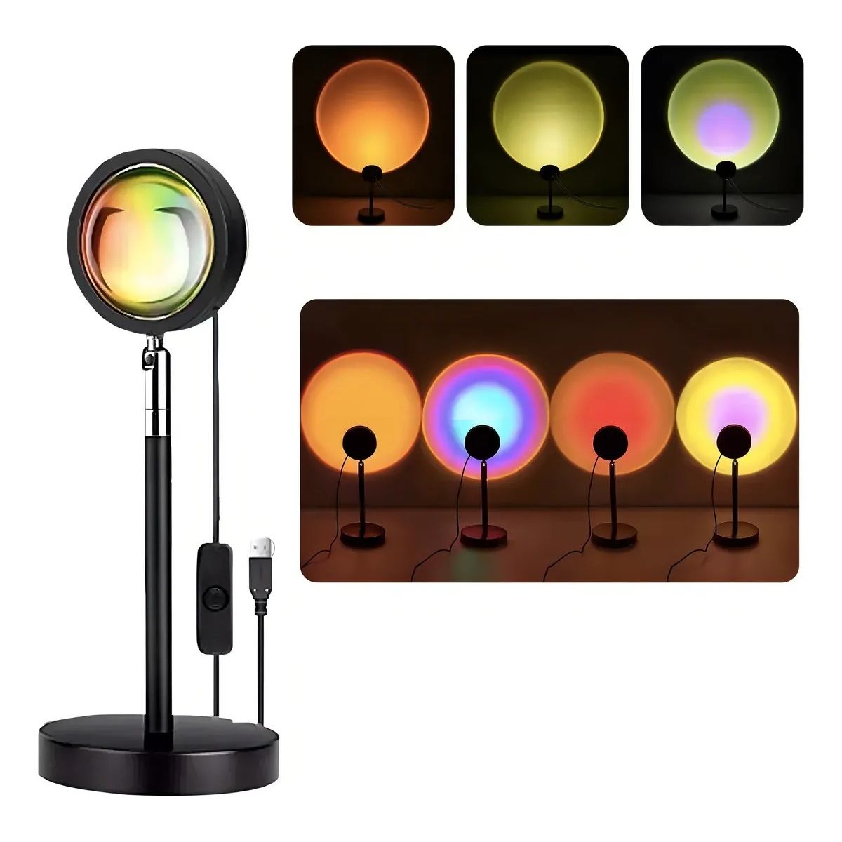 GENERICO - Sunset Lamp Lámpara de noche al atardecer con proyector LED con control de color de 16 colores