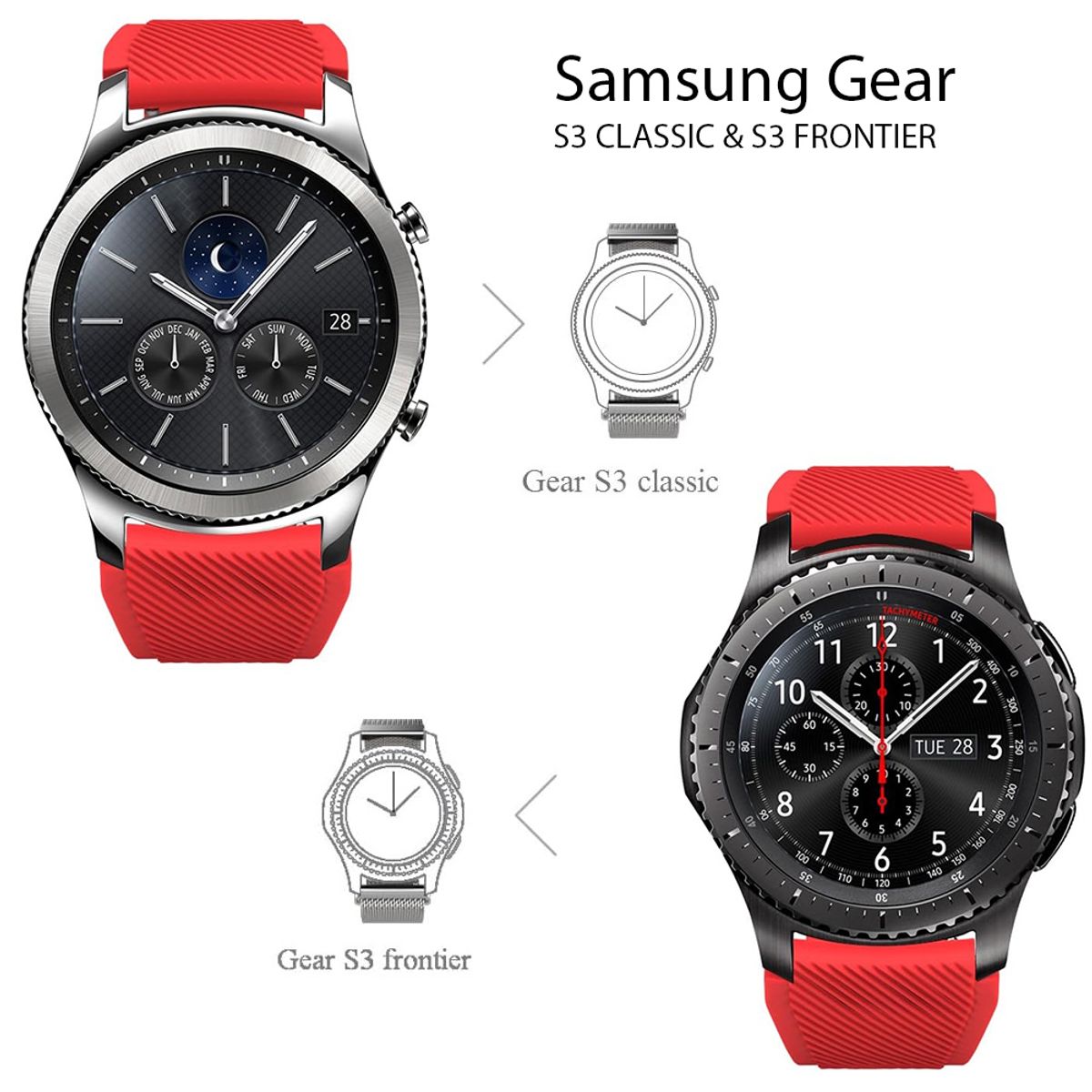 GENERICO - Correas de silicona de 22 mm para varios modelos de reloj