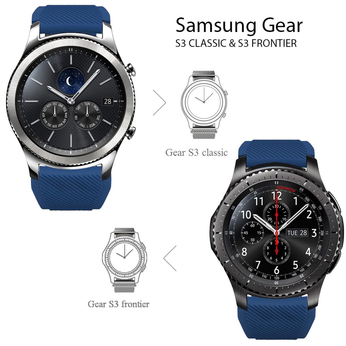 GENERICO - Correas de silicona de 22 mm para varios modelos de reloj