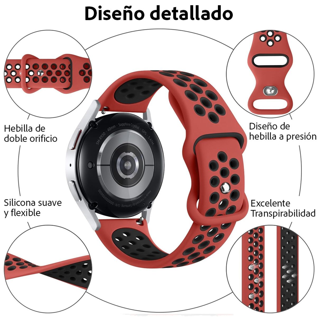 GENERICO - Correa Para Samsung Galaxy Watch 7-6-5-4 Edición Sports
