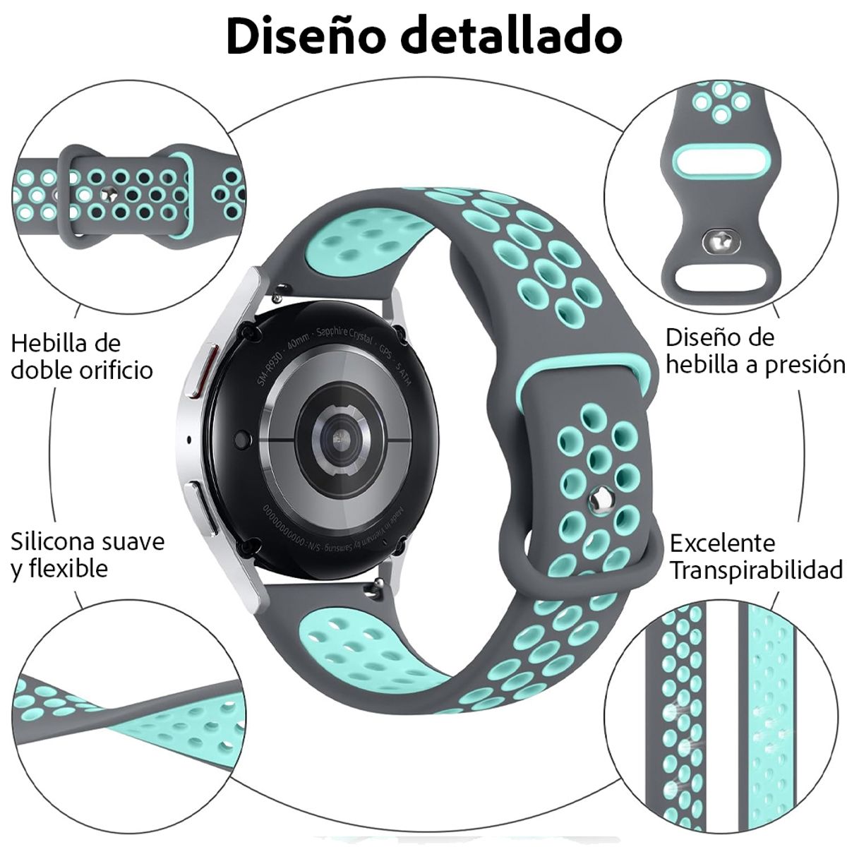 GENERICO - Correa Para Samsung Galaxy Watch 7-6-5-4 Edición Sports
