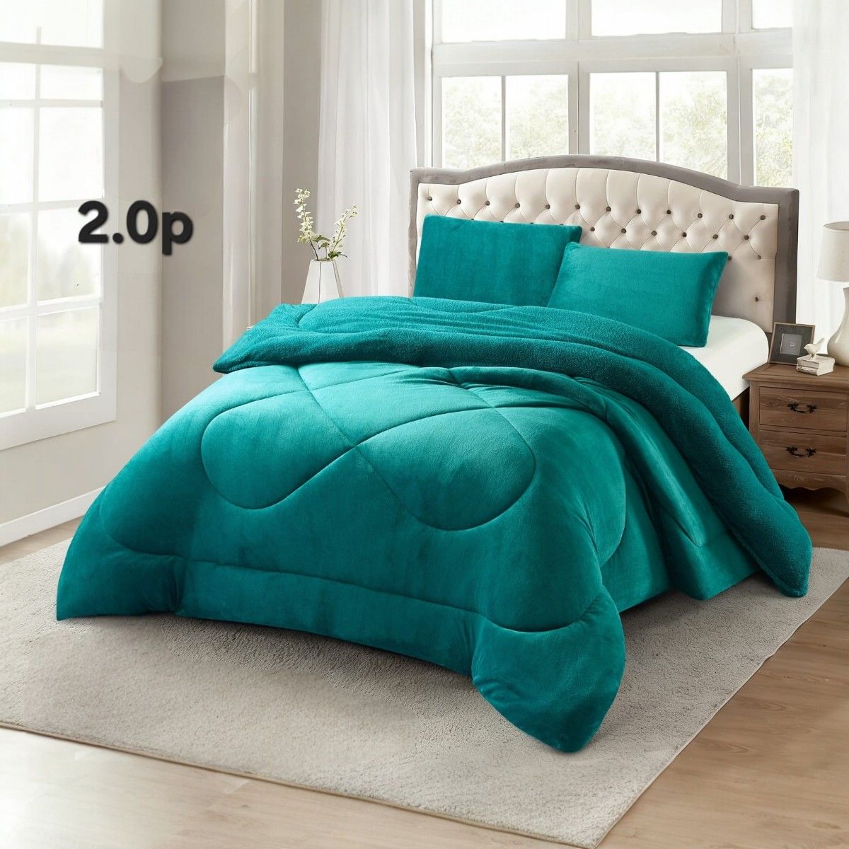 GENERICO - Cobertor Plush Con Chiporro  De Invierno 2 Plazas Unicolor
