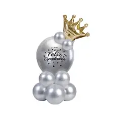 GENERICO - Set de globos de látex plateados 13pcs