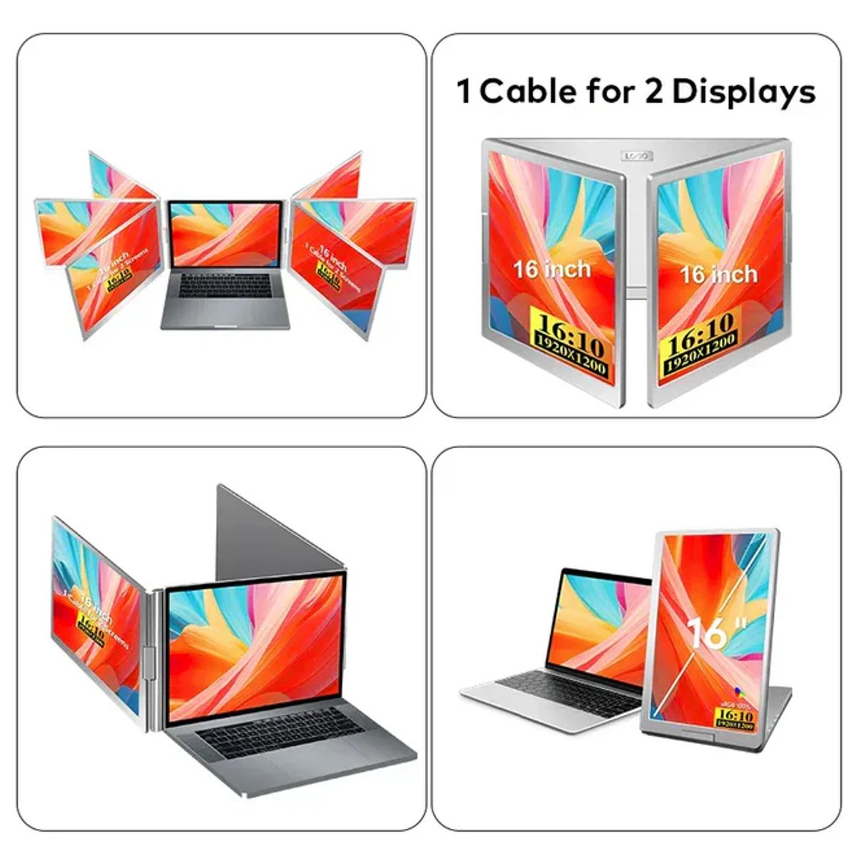 GENERICO - Monitor Doble Pantalla 16¨ Full HD 1920x1200 Generico