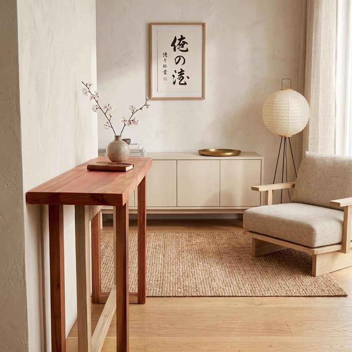 GENERICO - Arrimo de Madera Nativa Maciza  Mesa Consola Moderna  Diseño Minimalista