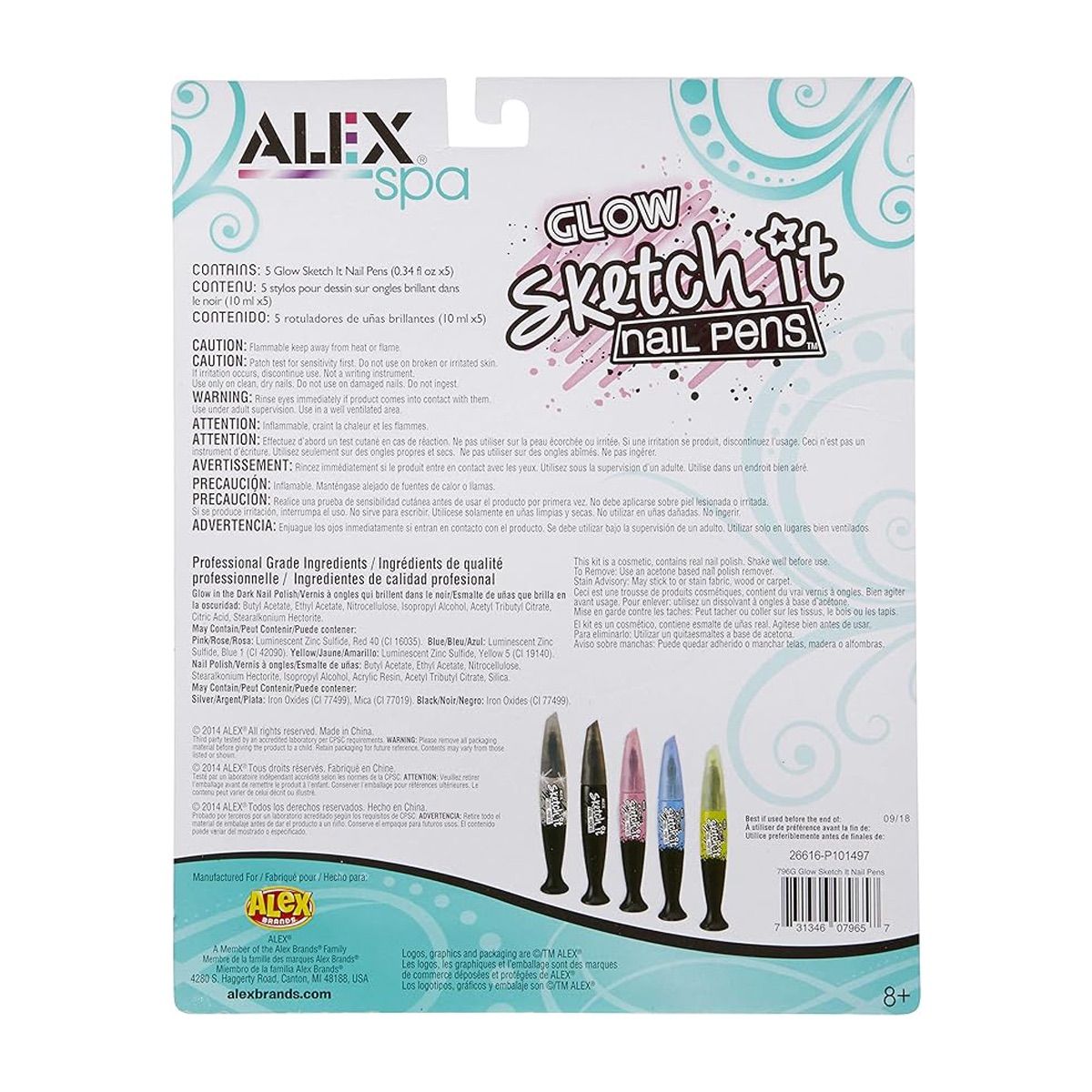 ALEX TOYS - Lápices Pinta Uñas Glow Alex