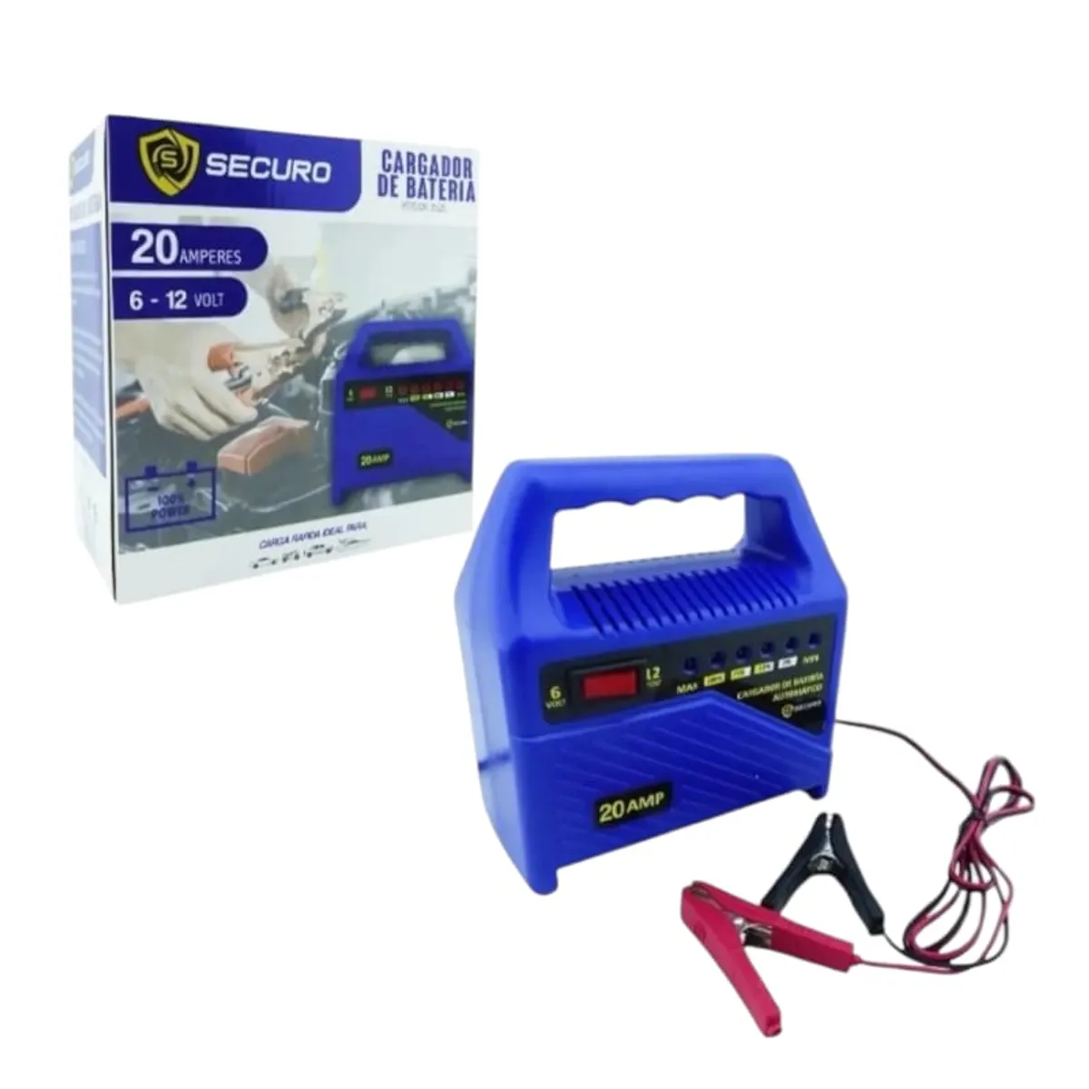 GENERICO - CARGADOR DE BATERI 20 AMP SECURO 6-12VOLT ALTA CALIDAD