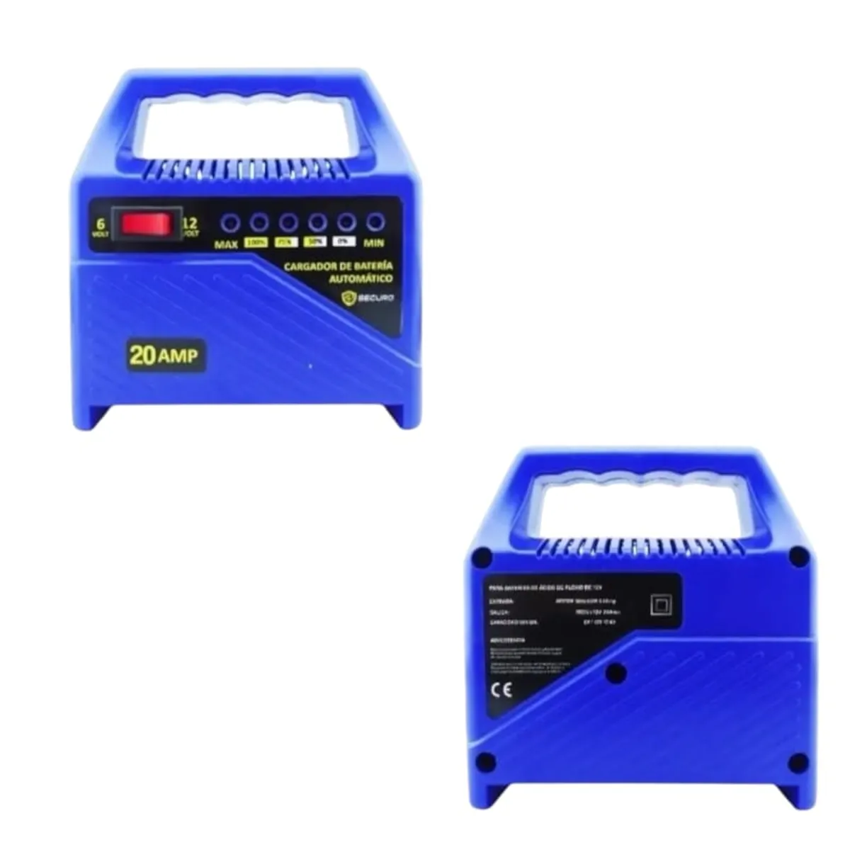 GENERICO - CARGADOR DE BATERI 20 AMP SECURO 6-12VOLT ALTA CALIDAD