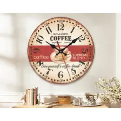 GENERICO - Reloj de Pared Análogo Rústico Vintage Retro Coffee