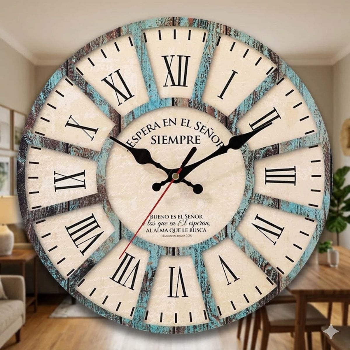 GENERICO - Reloj de Pared Análogo Rústico Vintage Retro Números Romanos