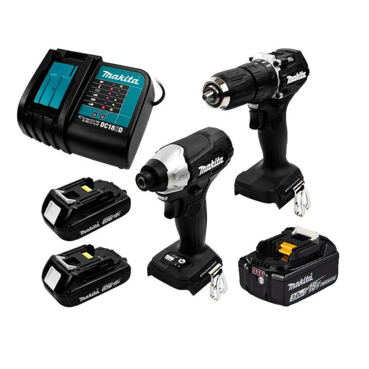 MAKITA - PACK MAKITA BLACK 18V TALA PERC+ATOR IMAC+2B 1.5+1B 3A+C