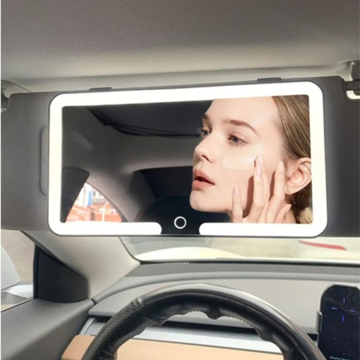GENERICO - Espejo Led Para Auto Visera 3 Modos De Luz Carga Usb