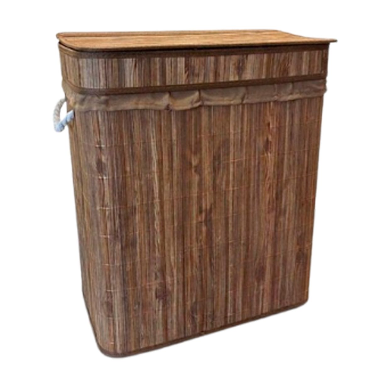 WAKESHOME - Canasto Ropa Sucia Pleglable Cesto Bambu 3 Divisiones con Tapa