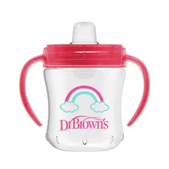 DR BROWNS - Vaso Con Asas y Boquilla Blanda Rosa 180ml 6M+ Dr. Brown´s