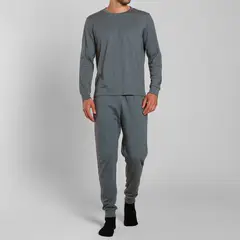 MONARCH - Pijama Algodón Manga Larga Pantalón Liso Hombre