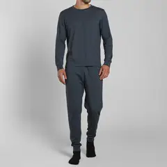 MONARCH - Pijama Algodón Manga Larga Pantalón Liso Hombre