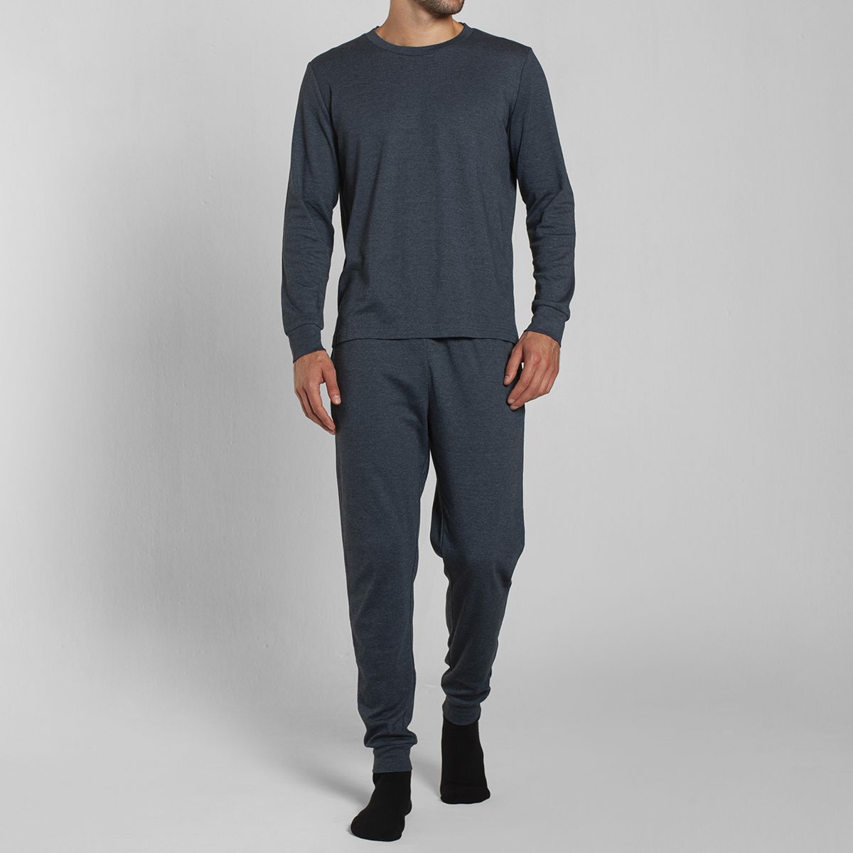 MONARCH - Pijama Algodón Manga Larga Pantalón Liso Hombre Monarch