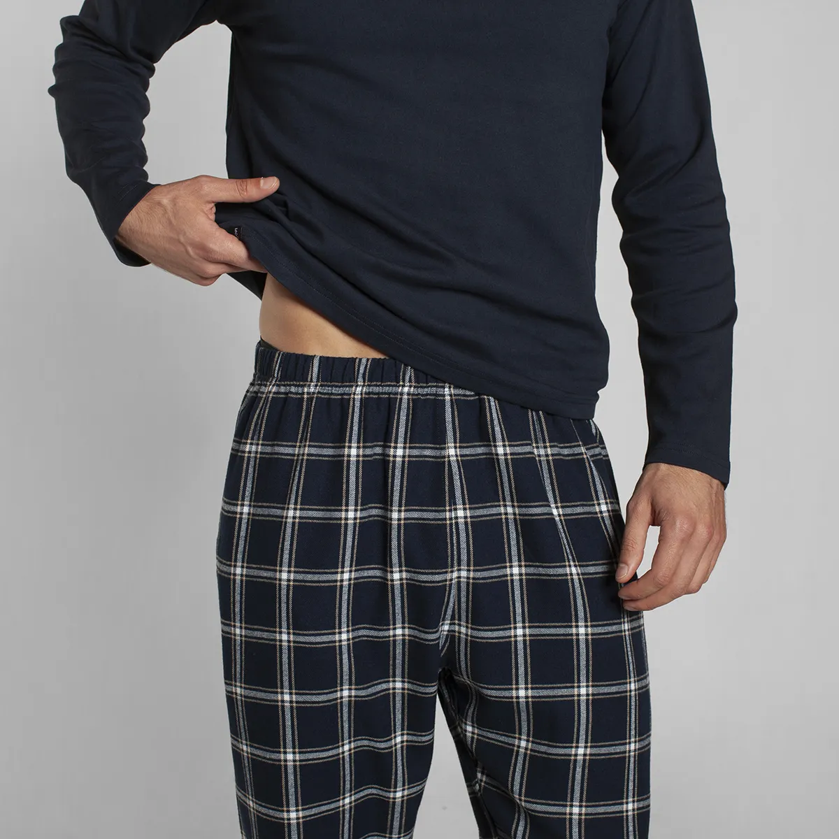 MONARCH - Pijama Algodón Manga Larga Pantalón Cuadros Hombre Monarch