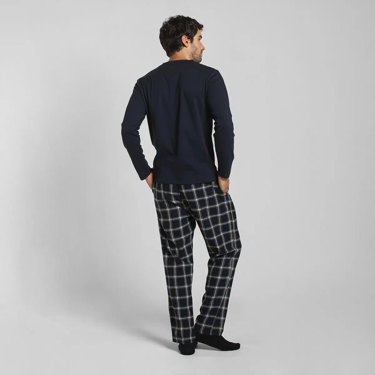 MONARCH - Pijama Algodón Manga Larga Pantalón Cuadros Hombre Monarch